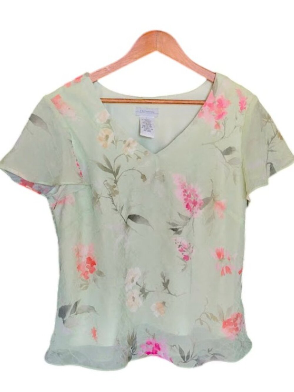 Vtg Y2K 90s K & Company Plus Size 18 Floral Light Green Whimsy Fairy Coquette